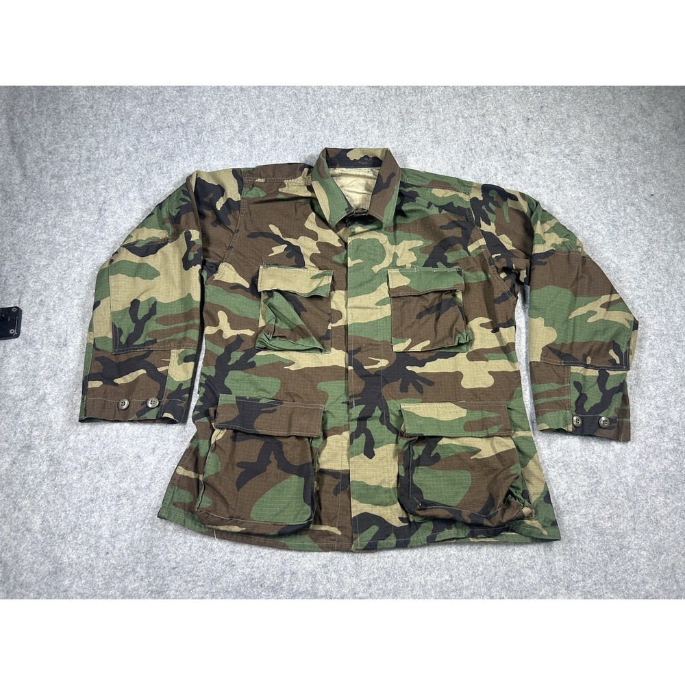 VINTAGE US Army BDU Field Jacket Mens M combat Woodland Camo Ripstop Cotton 90s
